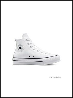 Leather High Top Platform Sneakers EVA Lift Style for Women